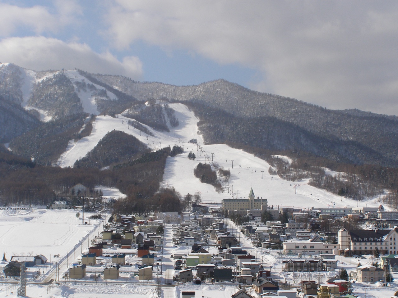 Snow-covered ski runs in the Kitanomine area of Furano Ski Resort, Hokkaido